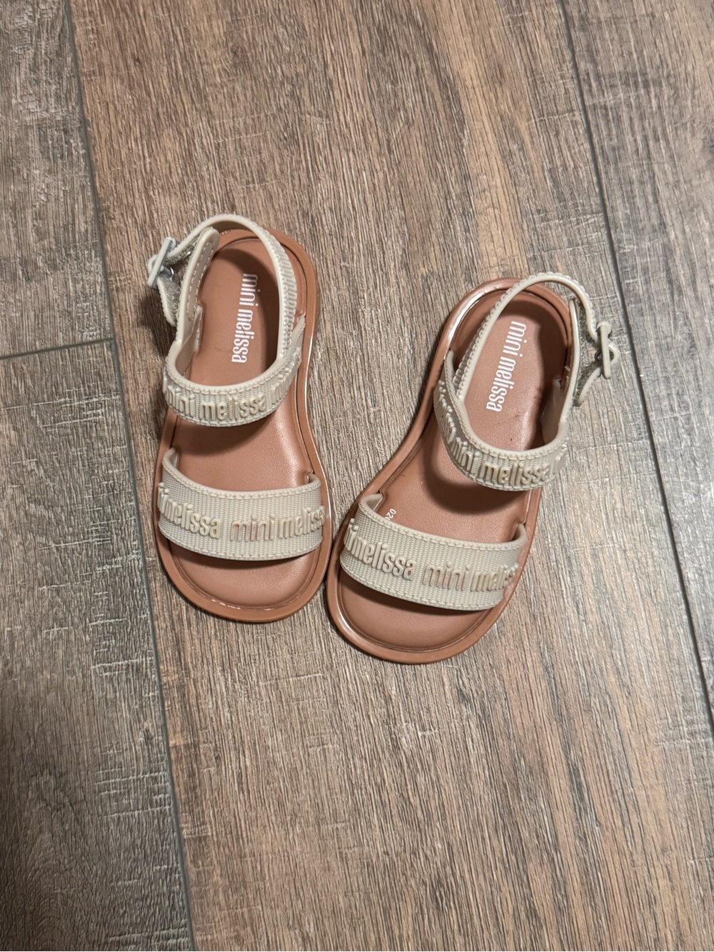 Mini Melissa Beige and Tan Strappy Kids Sandals